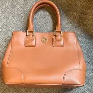 tory burch camel bag with top handle